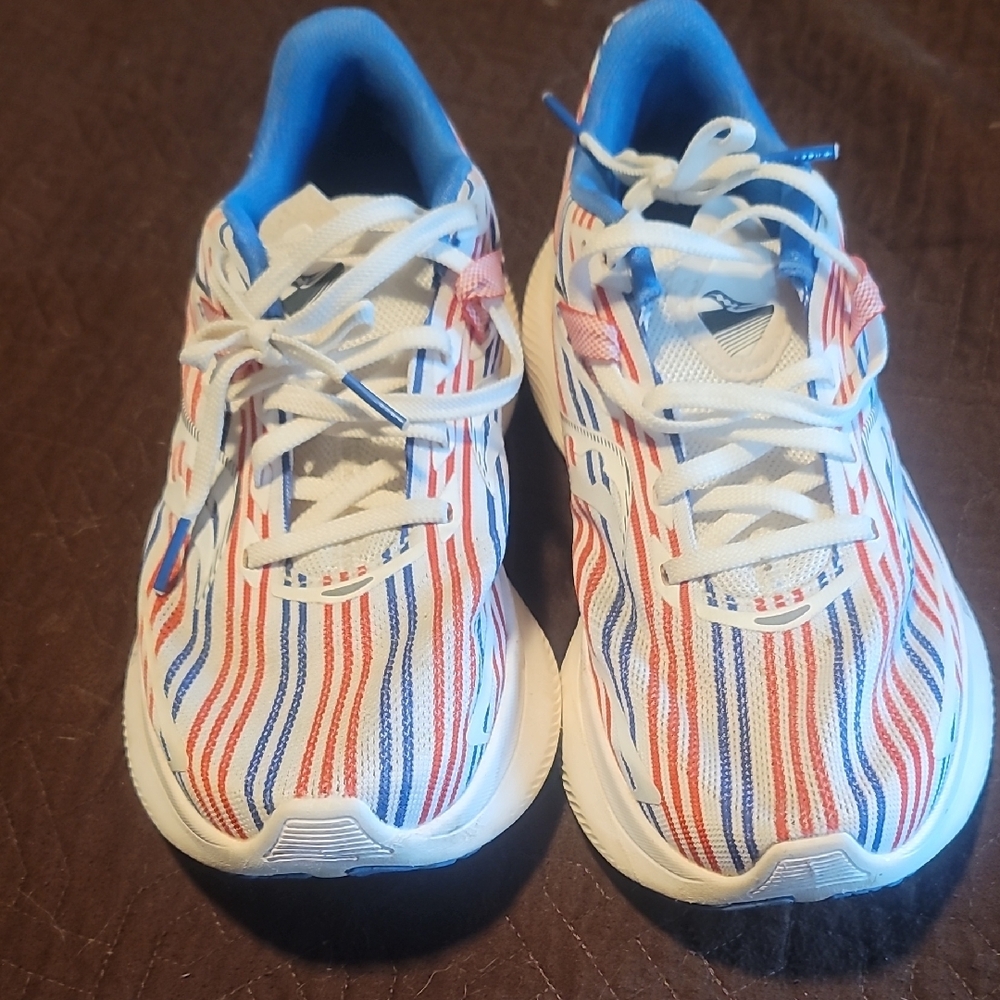 Womens Striped Sneakers - Blue, Red, and White